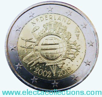 Hollande - 2 Euro, 10e anniversaire des pieces en Euros, 2012